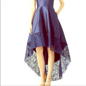 Monique Lhuillier Navy Spiderweb Gown